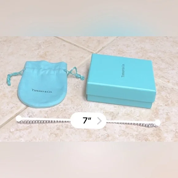 Tiffany & Co. blue enamel return to Tiffany Heart Bracelet (7 inches) - Picture 3 of 5